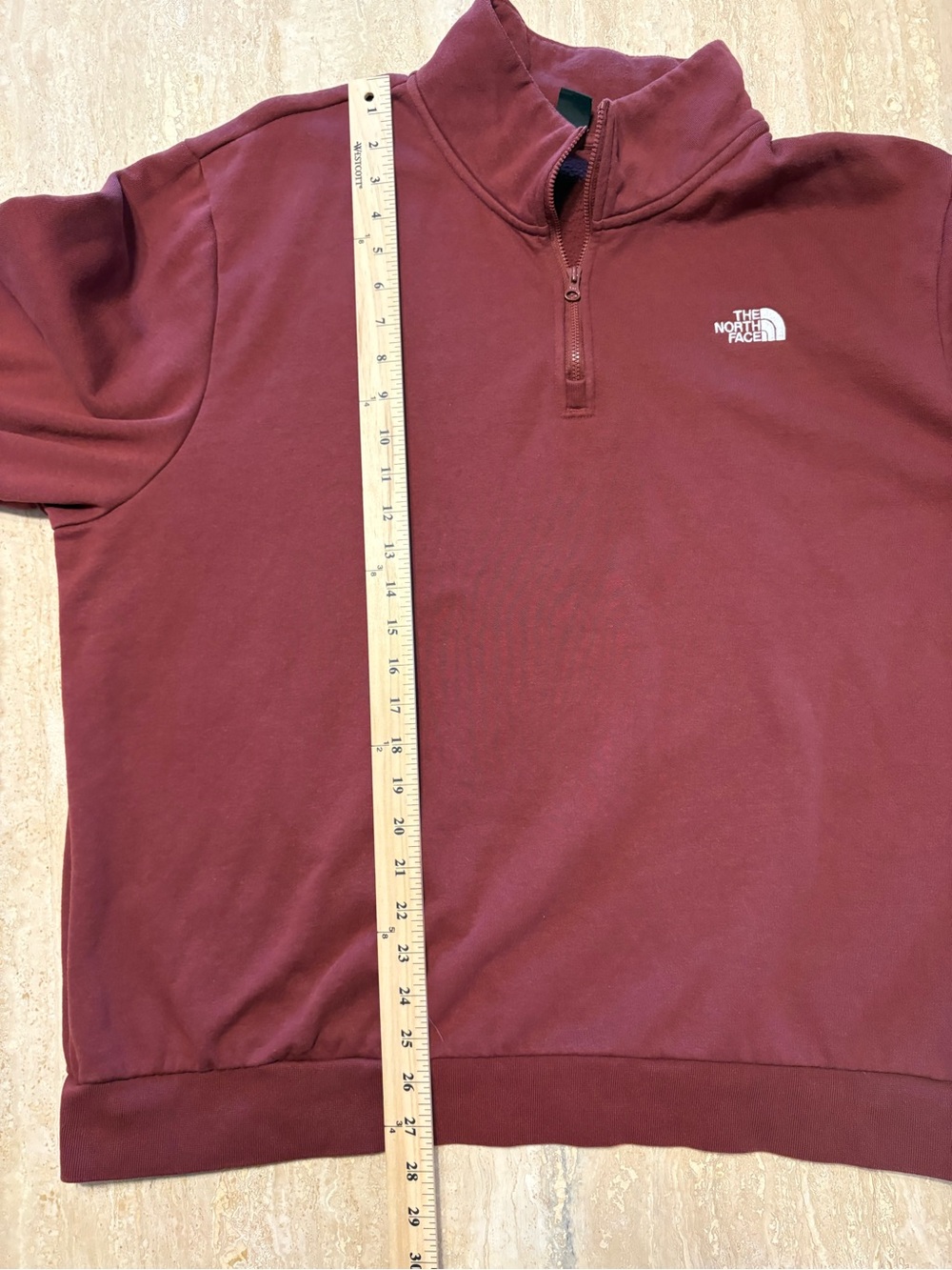 The North Face Men's Maroon Quarter-Zip Pullover Sweatshirt - Picture 8 of 8